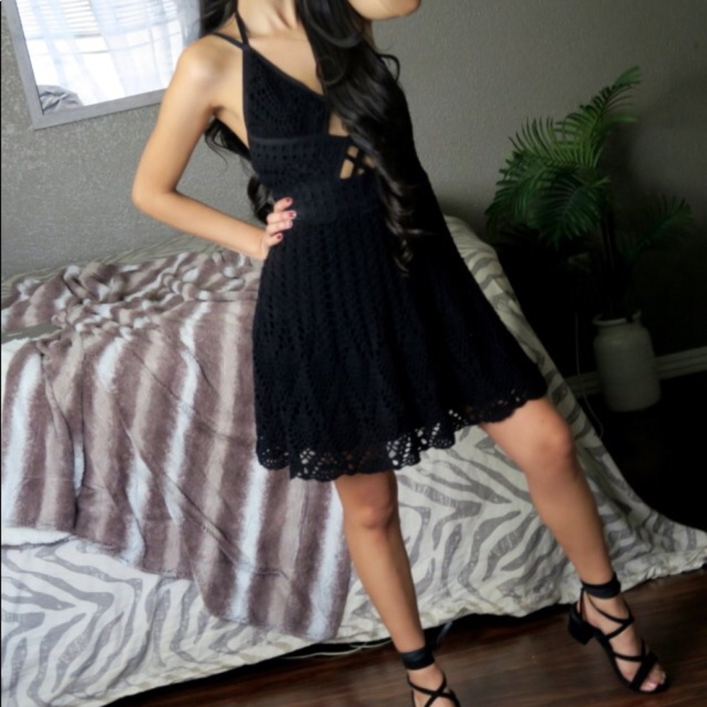 Free people rare little Debbie Crochet Mini Dress